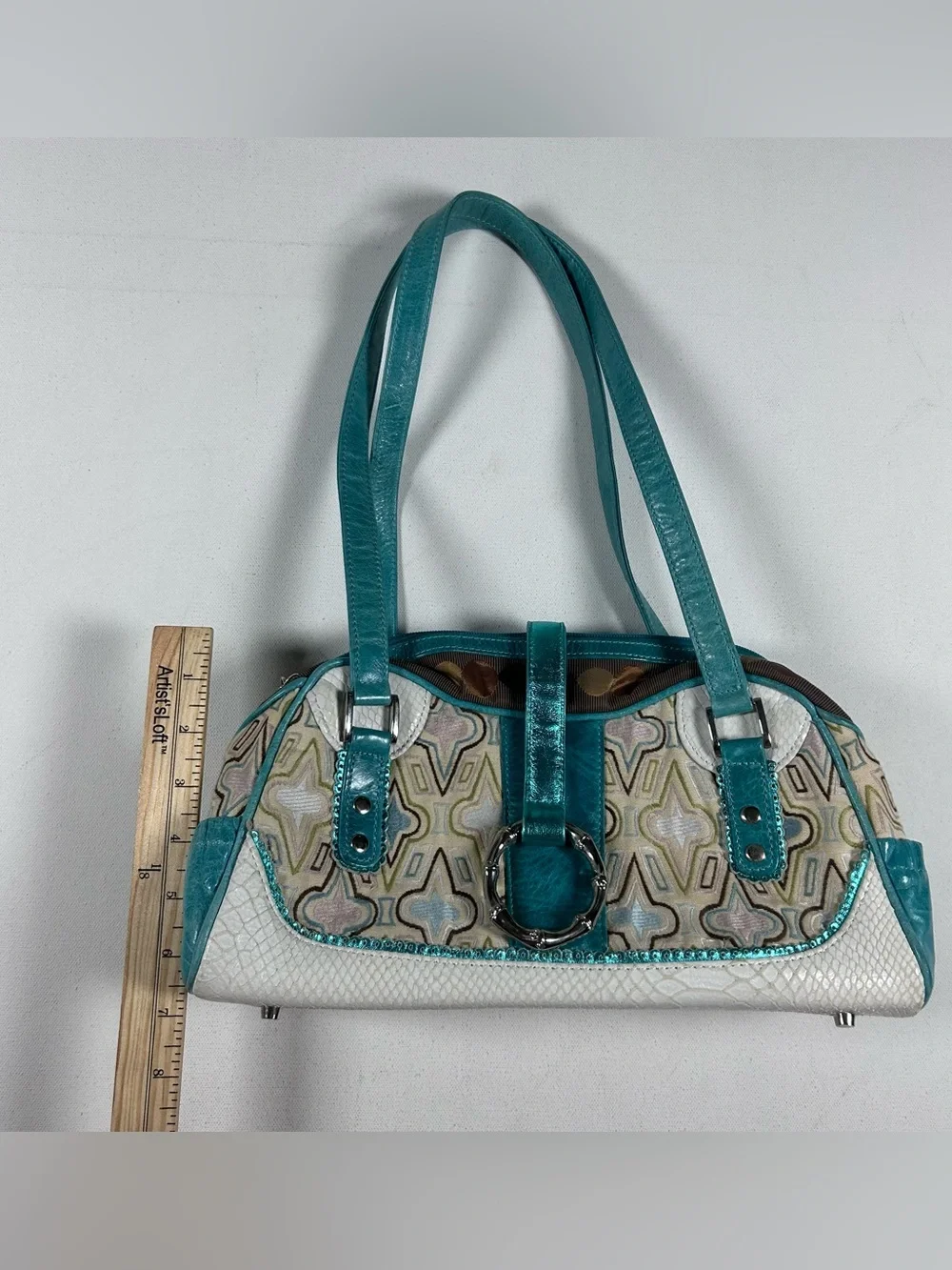Spencer & Rutherford Shoulder Bag Geometric Colorful Snakeskin Leather Australia